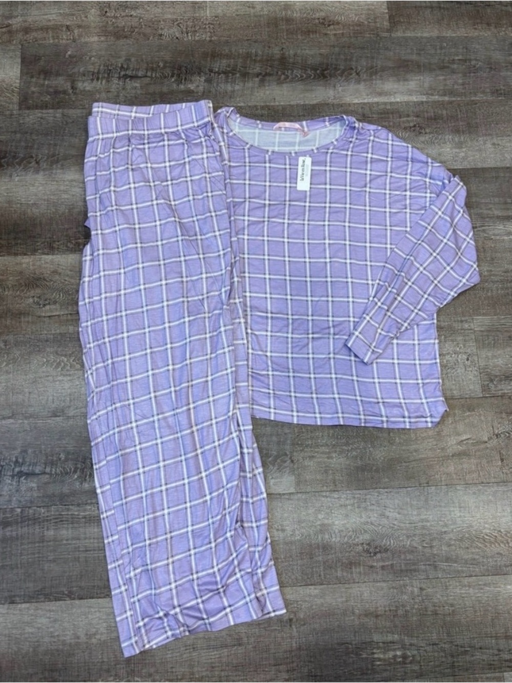 La Vie En Rose Lavender Plaid Pajama Set - Women's Two-Piece